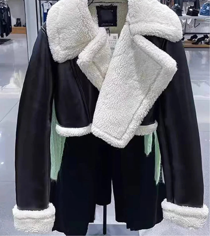 TORI crop Leather Jacket