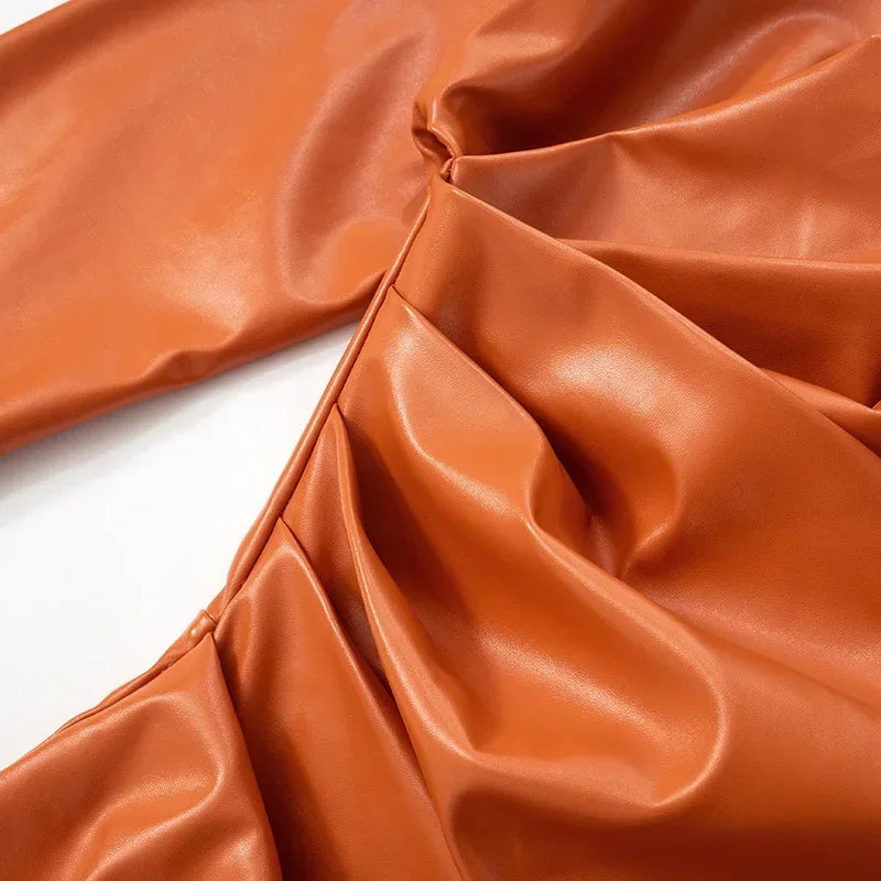 CITRUS FAUX LEATHER DRESS