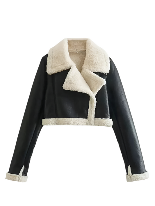 TORI crop Leather Jacket